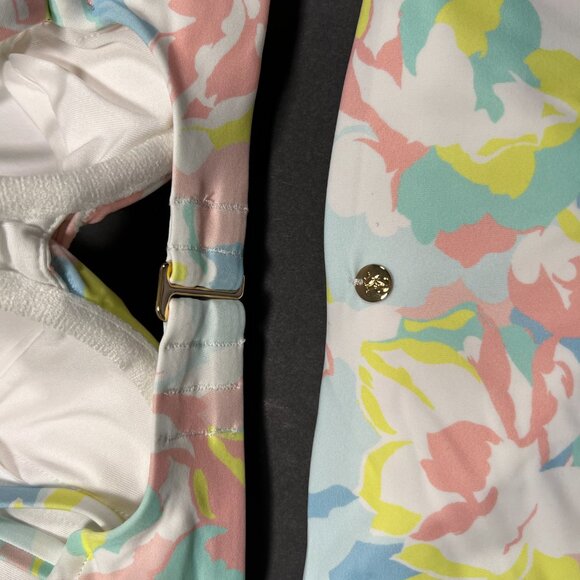 Victoria Secret 38DD XL Twist Front Push Up Bikini Top Set Blue Pink Pastel - Picture 7 of 9